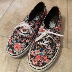 Black Floral Vans, Women’s 7.5